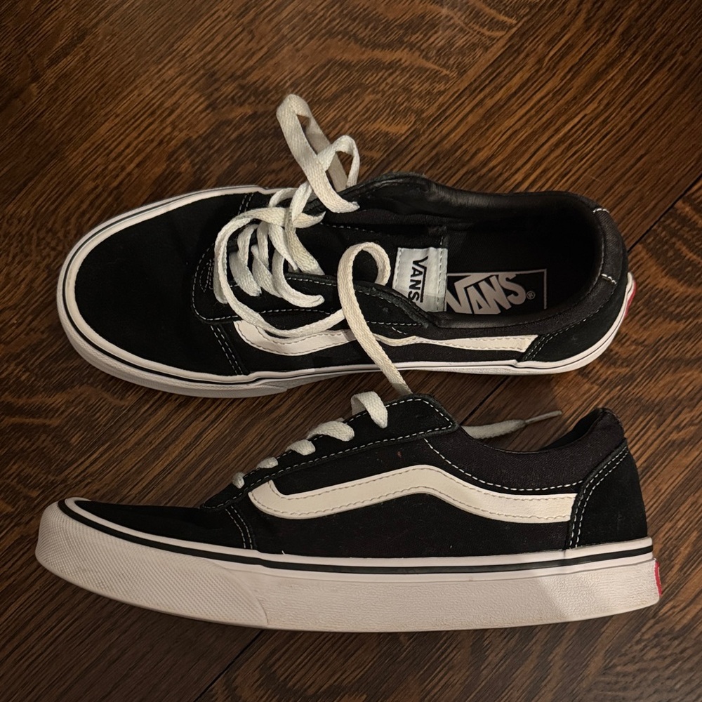 Vans Black and White Low-Top Skate Shoes